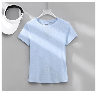 DRUR Gym Tops Women Lightweight Sweatshirt Summer Short Sleeve Quick Dry Fitness Running Tshirt Back Cross Hollow Yoga Wear New