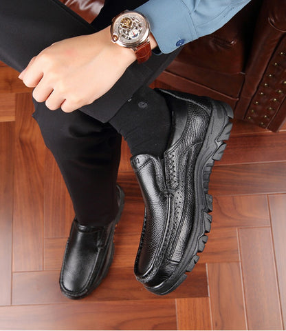 100% Genuine Leather Shoes Men Loafers Soft Cowhide Mens Casual Shoes Brand Male Footwear Black Brown Slip-on Thick Sole
