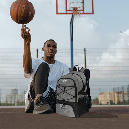 Mochila de basquete grande, bolsa esportiva com compartimento separado para bolas, compartimento para tênis de basquete, futebol, vôlei, natação, academia, viagens