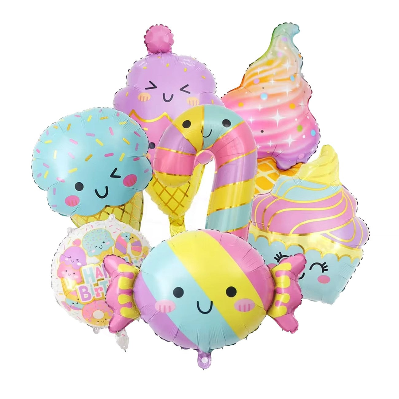 7pcs Candy & Ice Cream Theme Balloons Set pink balloons decoration party birthday balloons decoration party princess