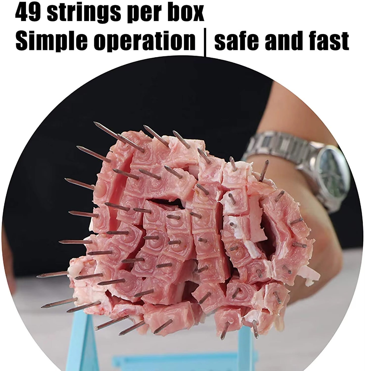 49 Holes Bbq Meat Skewer Maker Meat Cutter Lamb Beef Barbecue Skewer Portable Meat Skewer Maker Box Kitchen Barbecue Accessories