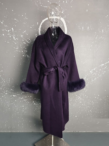 UCXQ Casaco Feminino Elegante OL para Escritório com Retalhos de Pelo Manga Comprida Lã Jaqueta de Roupa Feminina Bonita Outono Inverno 2025