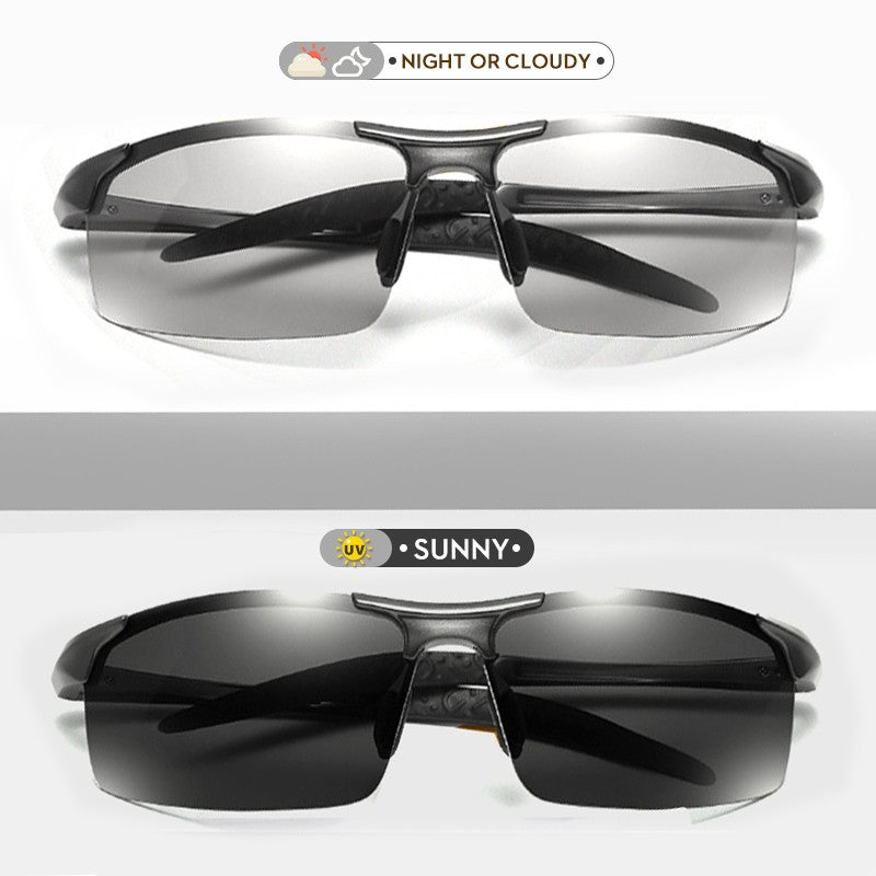CoolPandas Óculos de Sol Fotocromáticos Masculinos Polarizados Sem Aro para Esportes ao Ar Livre Óculos de Condução Dia Noite Camaleão Óculos Masculinos