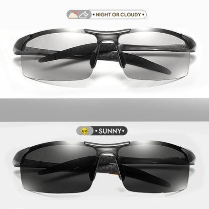 CoolPandas Óculos de Sol Fotocromáticos Masculinos Polarizados Sem Aro para Esportes ao Ar Livre Óculos de Condução Dia Noite Camaleão Óculos Masculinos