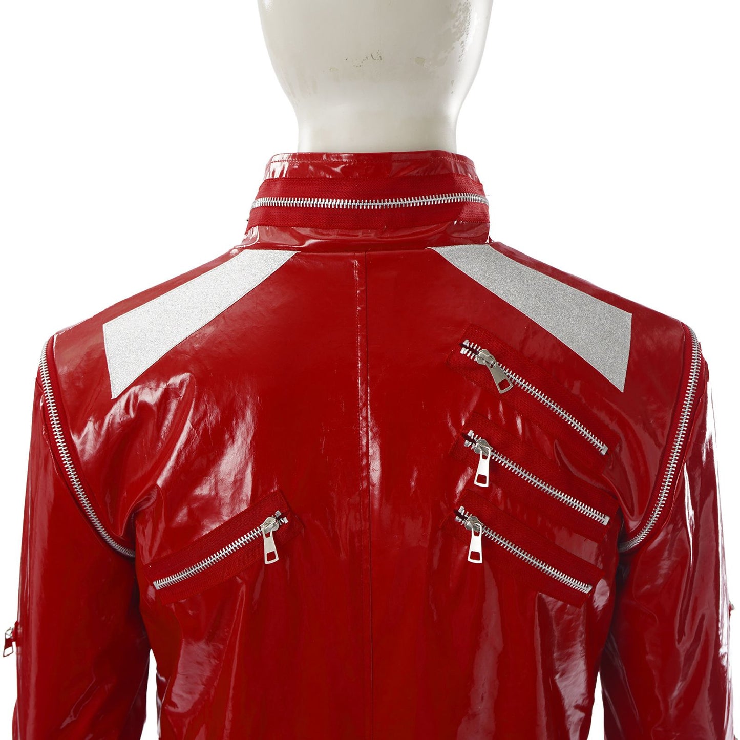 Red Zipper Michael Jackson MJ Beat It Jacket for Impersonators PU Leather Punk Casual Coat Halloween Stage Christmas Outwear Cos