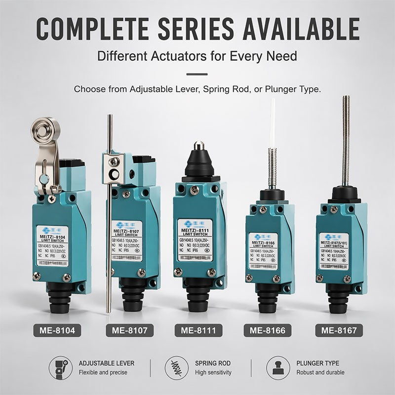 ME-8108 ME-8104 ME-8107 ME-8111 ME-8112 ME-8166-8169 Limit Switch Rotary Adjustable Roller Lever Arm Travel Switch AC250V NO NC