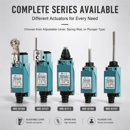 ME-8108 ME-8104 ME-8107 ME-8111 ME-8112 ME-8166-8169 Limit Switch Rotary Adjustable Roller Lever Arm Travel Switch AC250V NO NC
