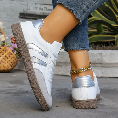 Spring Autumn Platform Sneakers Women Fashion Mixed Colors Lace-Up Sport Shoes Woman Comfortable Non Slip Flat Trainers Female