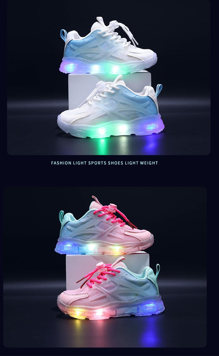 Summer Kid Sneakers New Fashion Light Up Boy Shoe Breathable Versatile Anti Slip Simple Sports Shoes Daily Classic Girl Shoes