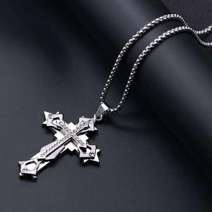Colar de Aço Titânio Cruz de Alta Qualidade Que Não Desbota, Pingente Hip Hop Masculino Dominador e Moderno, Corrente Nova para Homens e Mulheres Bonitos