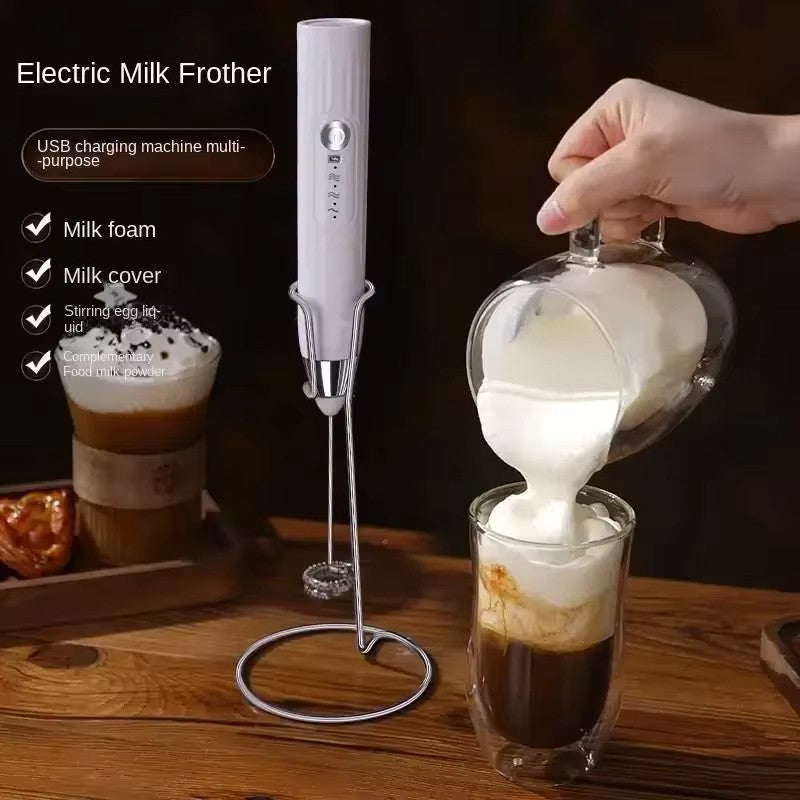 Batedor de Ovos Elétrico Recarregável USB 2 em 1 Multifuncional, Misturador de Massa, Espumador de Leite, Utensílios de Cozinha, Ferramentas para Café, Jantar