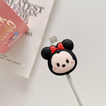 Disney Anime Mickey Mouse Charger Cable Protector Kawaii Stitch Minnie Usb Data LineHead Protection Cover Gifts
