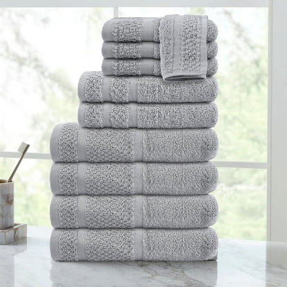 10 Piece Towel Set Soft Absorbent Cotton Quick Dry Bath Towels Hand Towels Washcloths Durable Fade Resistant Popcorn Texture