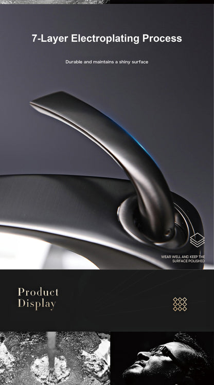 Chrome Luxury Brass Bathroom Vanity Faucet Modern Deck Mounted Basin Tap With Anti-Leak Ceramic Valve Hot/Cold Water Control