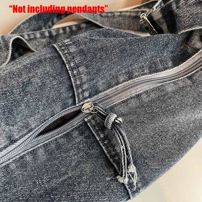 Autumn and Winter Trendy and Cool Fashion Denim Dumpling Bag New Zipper Versatile Single Shoulder Crossbody Bag