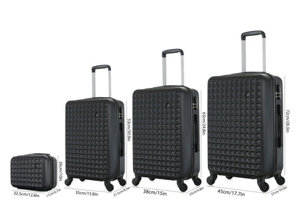 4-Piece ABS Hardside Spinner Luggage Sets (18/23/27 Inch + 13 Inch Cosmetic Case) – Lightweight Suitcase Sets with 3-Digit Combi