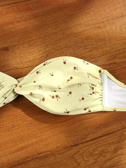 ZRTAK Bandeau Bikinis Set Women Swimsuit Summer Biquini Beach Wear Bowknot Thong Swimwear Swimming Bathing Suit Two Piece Suit