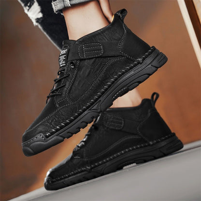 Italian Men's Outdoor Walking Boots Casual Leather Comfy Designer Driving Flats Fashion Vintage Handmade Thick Bottom Sneakers