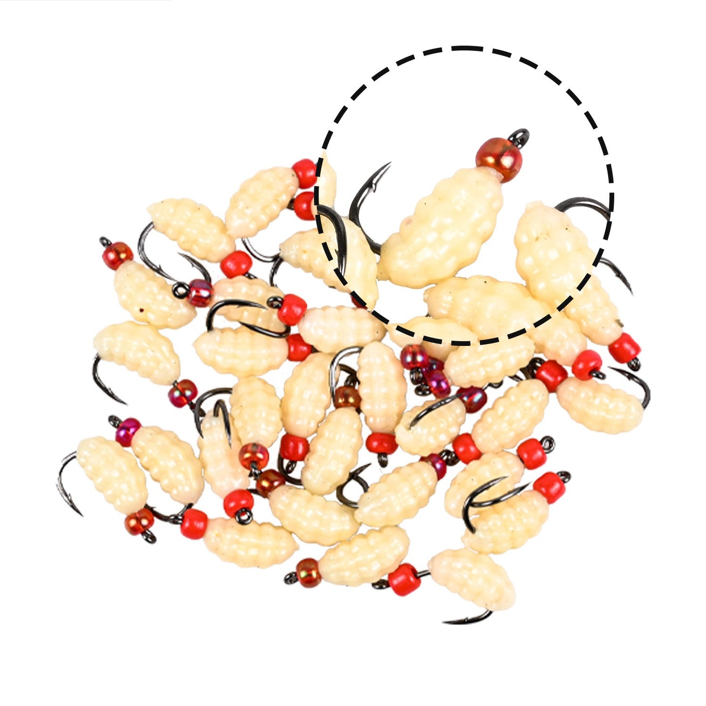 Micro Soft Fishing Lures with Hook 20/40Pcs Maggot Insect Fly Fishing Wet Lure Worm Bait for Trout Perch Bass Fishing Tackle