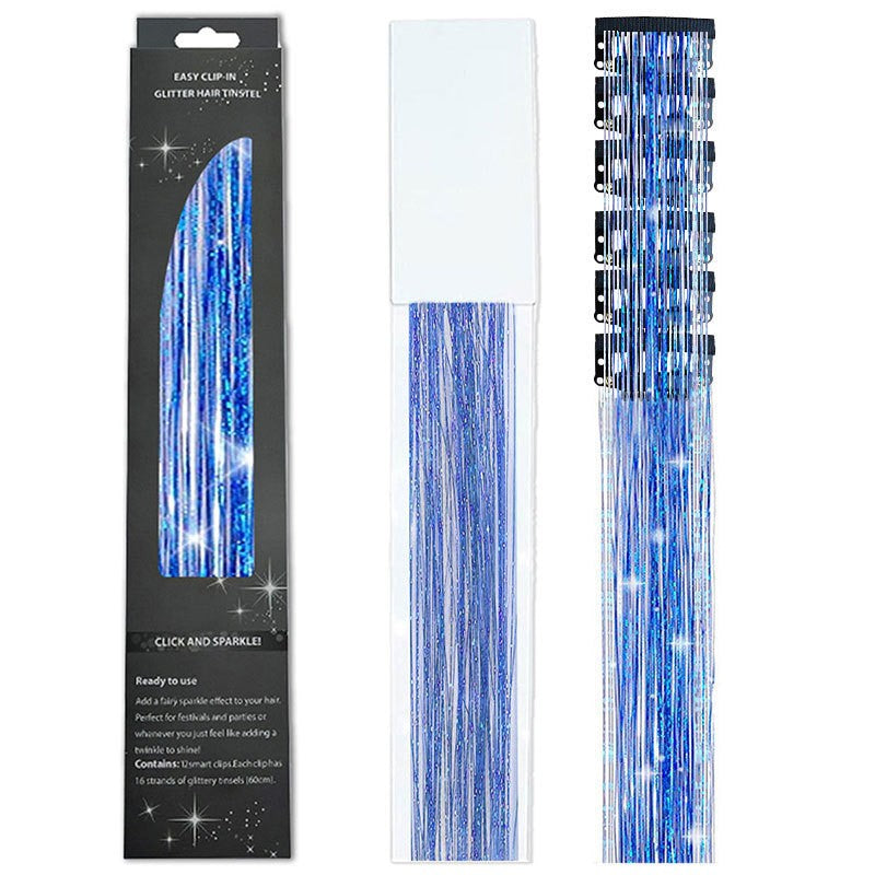 6/12 peças de tic-tac de cabelo sintético, peça única, extensões de cabelo com brilho feminino, kit de enfeites de cabelo, peruca brilhante resistente ao calor