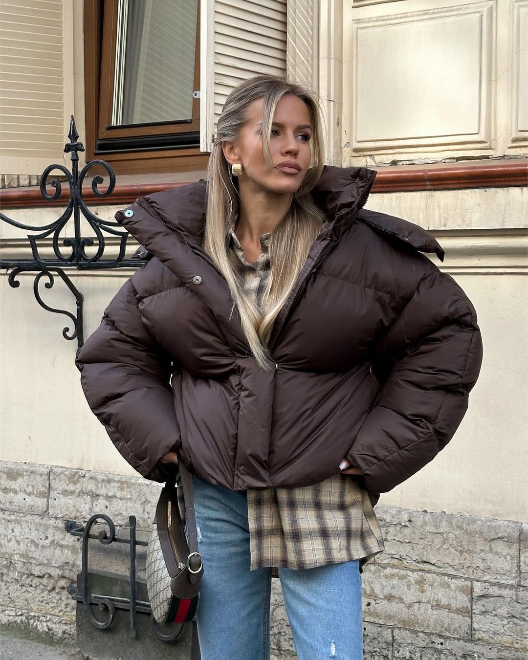 Women Brown Hooded Cotton Coat Fashion Lapel Full Sleeve Zipper Button Warm Loose Short Coats Lady Winter Casual Street Outwear