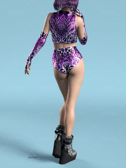 Adult Summer Role Play Bodysuit Women Sexy Hollow Sleeveless Blue Graffiti Art Swimsuit Carnival Party Stage Performance Clothes