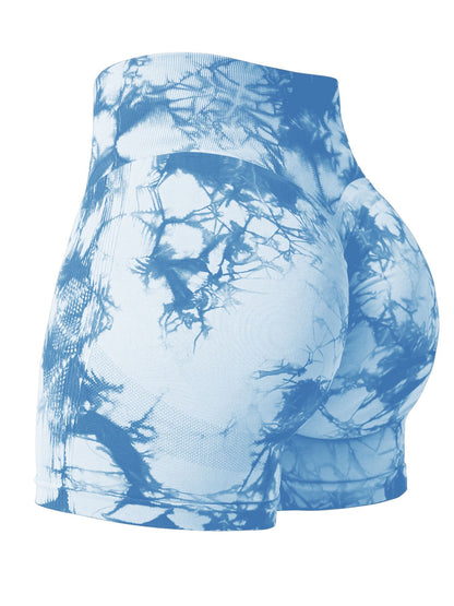 2024 Summer New 16 Color Sexy Tie Dye Shorts Woman Fitness Seamless Butt Lifting Shorts One Pieces Activewear Running Outdoors