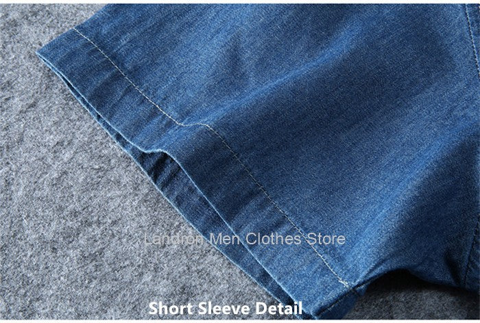 Denim Shirts Men Cotton Short Sleeve Summer Casual Jeans PLus Size 5XL 6XL 7XL Big Thin Boys Loose Blouse 8XL Man Male Camisa