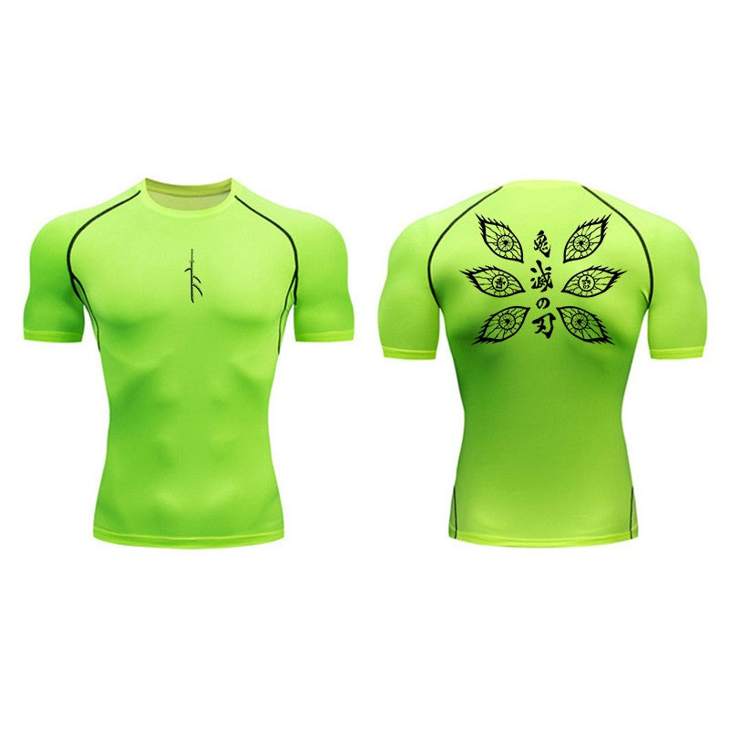 Graphic Print Compression Shirt for Men Gym Workout Running T-Shirt Tees Tops Athletic Quick Dry Undershirt Baselayer Activewear