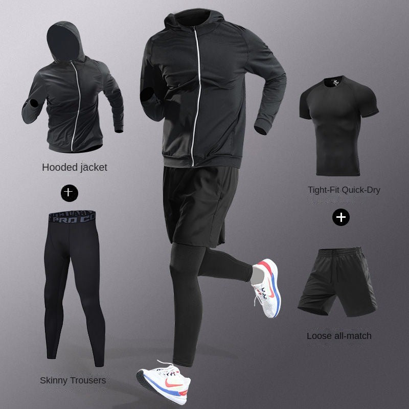 3-7Pcs Men's Ice Fiber Quick-Dry Running Fitness Full Set/Suit Tracksuit For Marathon, Training Cycling?Jogging,Gym? sweatpants