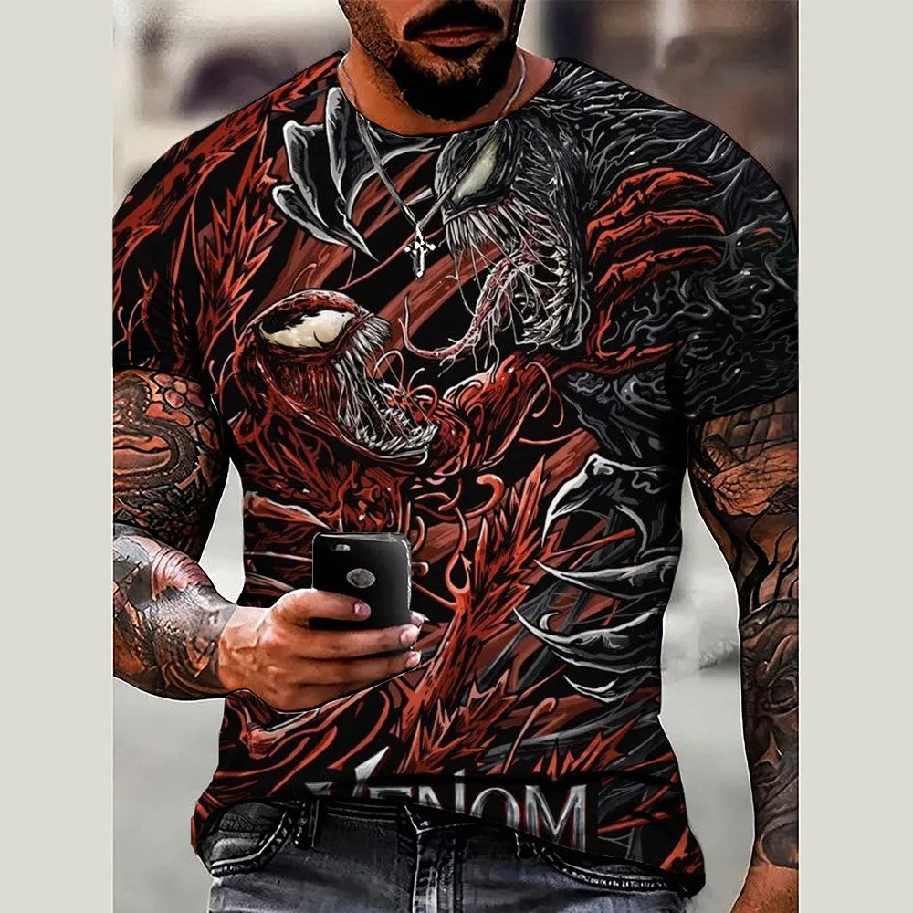 Avengers: Marvel Heroes Short Sleeve Printed T-shirt for Men, Spider Man Venom Role Playing Costume Top for Men