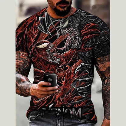 Avengers: Marvel Heroes Short Sleeve Printed T-shirt for Men, Spider Man Venom Role Playing Costume Top for Men