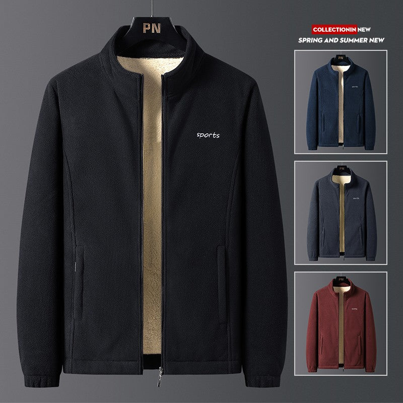 Jaqueta Masculina de Algodão Gola Alta, Espessa, Lã de Cordeiro, Confortável, Quente, Respirável, Corta-Vento, para Pesca de Lazer no Inverno