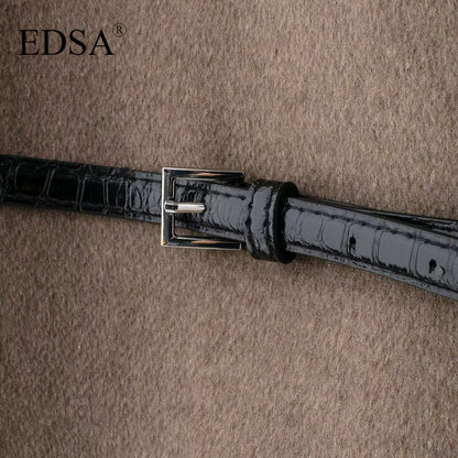 EDSA Women Soft Belted Jacket Wrap V-neck Long Sleeves New Elegant Lady Commute Outwear for Female