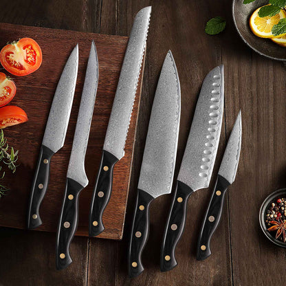 TURWHO 1-6PCS Kitchen Knives Set Japanese 67 Layer Damascus Steel Chef Knife PRO VG10 Santoku Bread Boning Utility Paring Knives