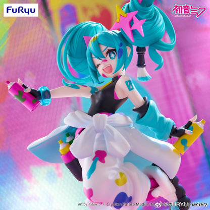 Figura de Anime Hatsune Miku 19cm Paint Girl Original Genuína FuRyu Trio-Try-iT Brinquedos Colecionáveis de Presente para Crianças