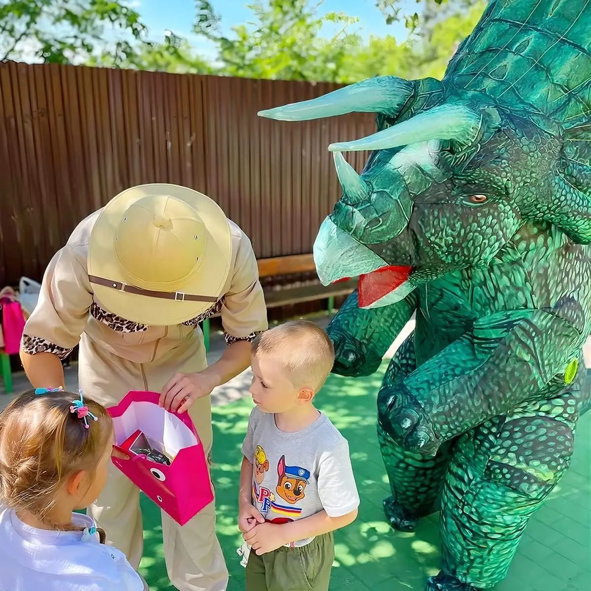 Inflatable Dinosaur Costume Blow Up Triceratops Costumes for Adults Fancy Dinosaur Party Halloween Cosplay Costume
