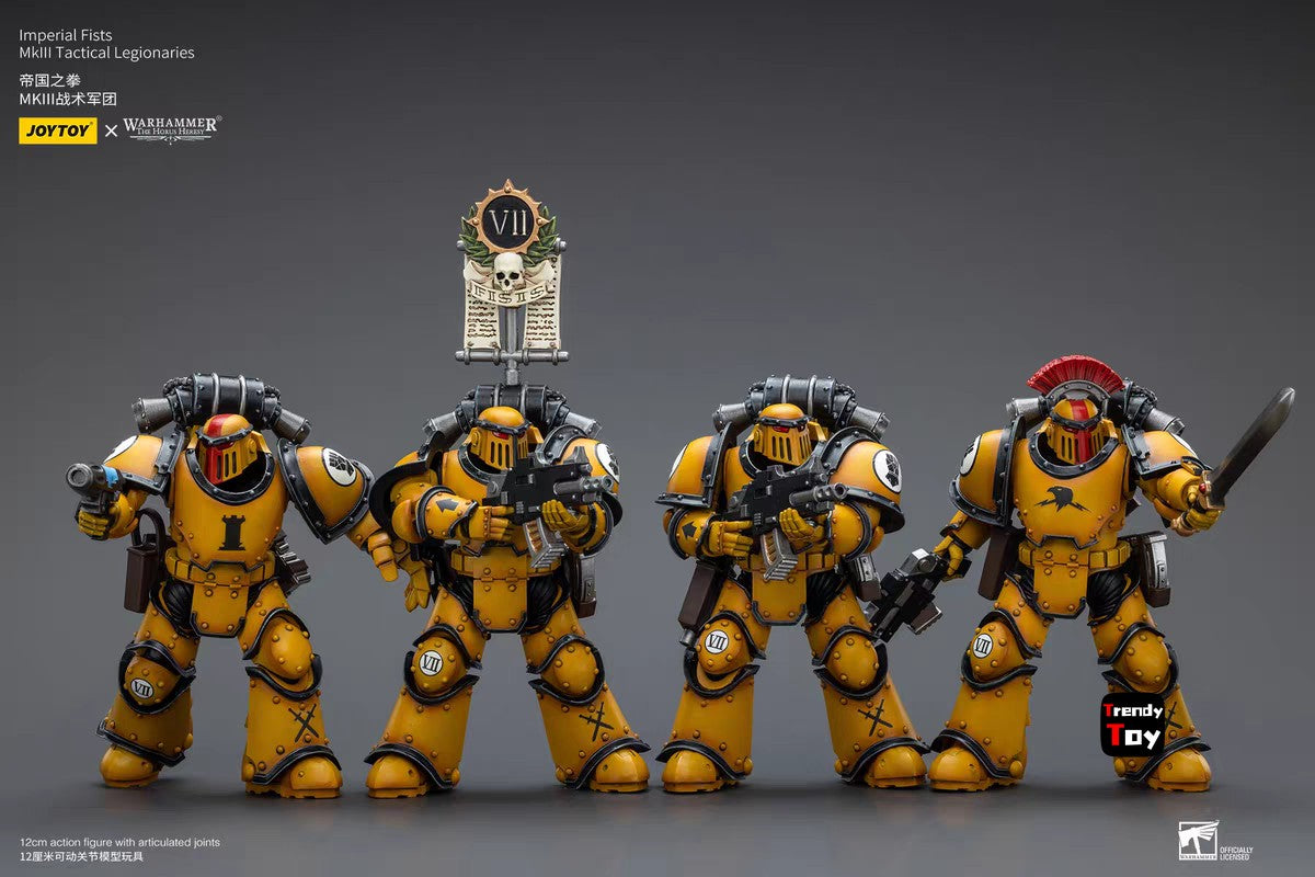 ?JOYTOY?Warhammer 40K Imperial Fists Mkll Legionários Táticos 4 Peças 1/18 Action Figure Brinquedo Colecionável