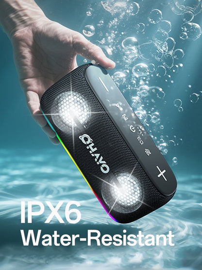 OHYAO Bluetooth 6.0 Speaker 60W Wireless Subwoofer Powerful Sound Deep Bass with RGB Lights for Outdoor Party Hiking Music Fun
