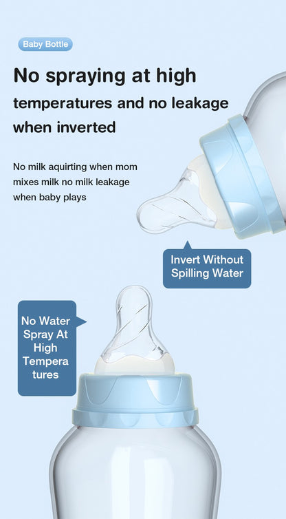 150/240ml Baby PP Bottle Wide Mouth Newborn Baby Bottle Drop-Resistant Baby Milk Bottle Newborn Cartoon Pattern Cup BPA Free