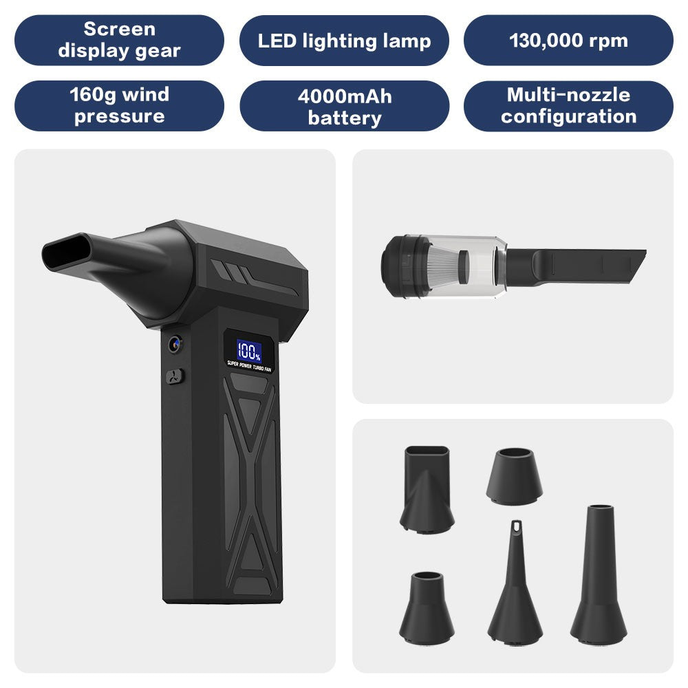 Turbo Fan Wind Pressure Powerful Turbo Air Blower With LED Light Wireless Dust Blower High Speed Jet Blower Vacuum Turbo Jet Fan