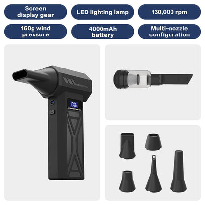 Turbo Fan Wind Pressure Powerful Turbo Air Blower With LED Light Wireless Dust Blower High Speed Jet Blower Vacuum Turbo Jet Fan