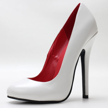 5.5 Inch Stiletto High Heel Unisex Sleek Night Club Round Toe Pump Plus Size Shoes Party Shoes Size36-46 In Stock