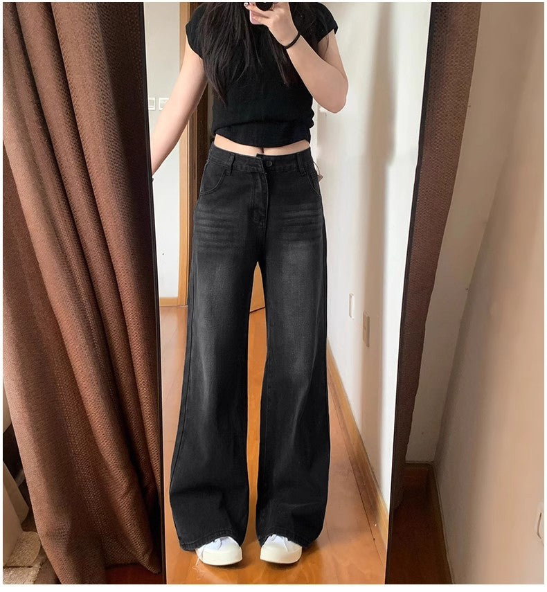 Winter Thick Women's Fleece Straight Jeans Casual Comfortable Soft Velvet Slim Pants Vintage Wide Plush Denim Trousers