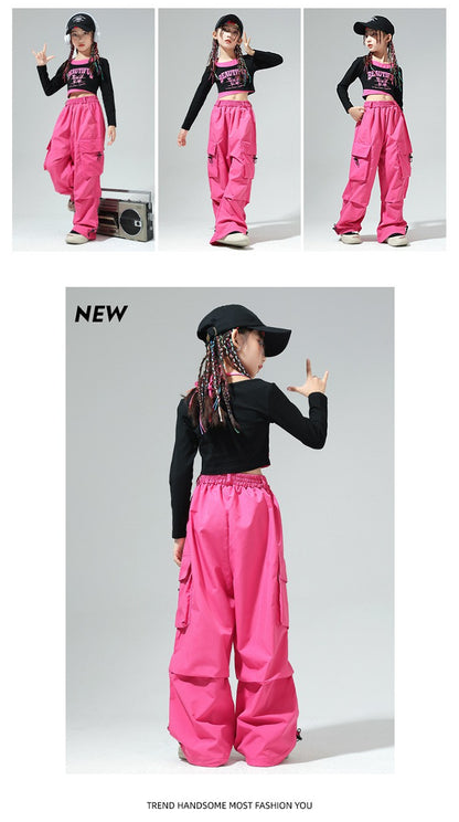 Roupa de Bebê Roupa Infantil da Moda Calças Cargo Menina Dança Hip-hop Roupa Larga de Rua Calças Infantis Casuais Meninas
