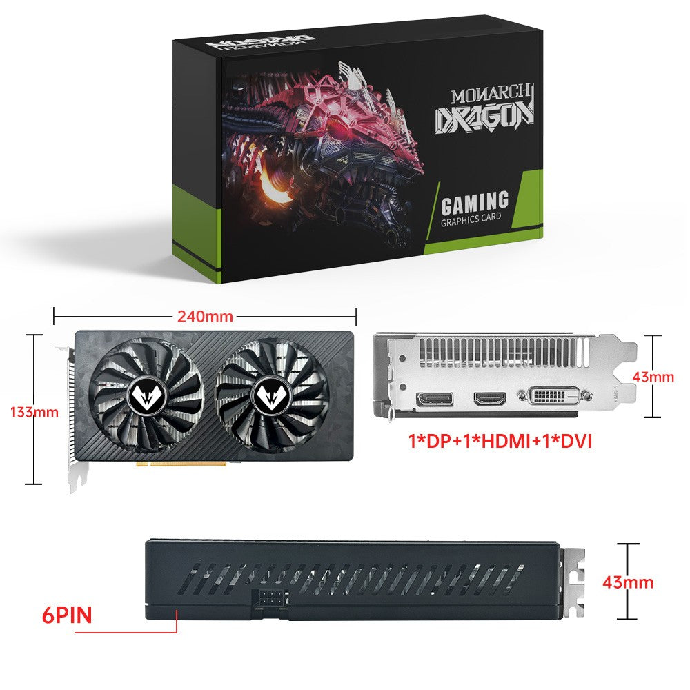 Placa de Vídeo SOYO Nova AMD Radeon RX590 8G GDDR5 Memória 256Bit PCIE3.0x16 HDMI+DP Placa de GPU para Jogos para Computadores de Mesa