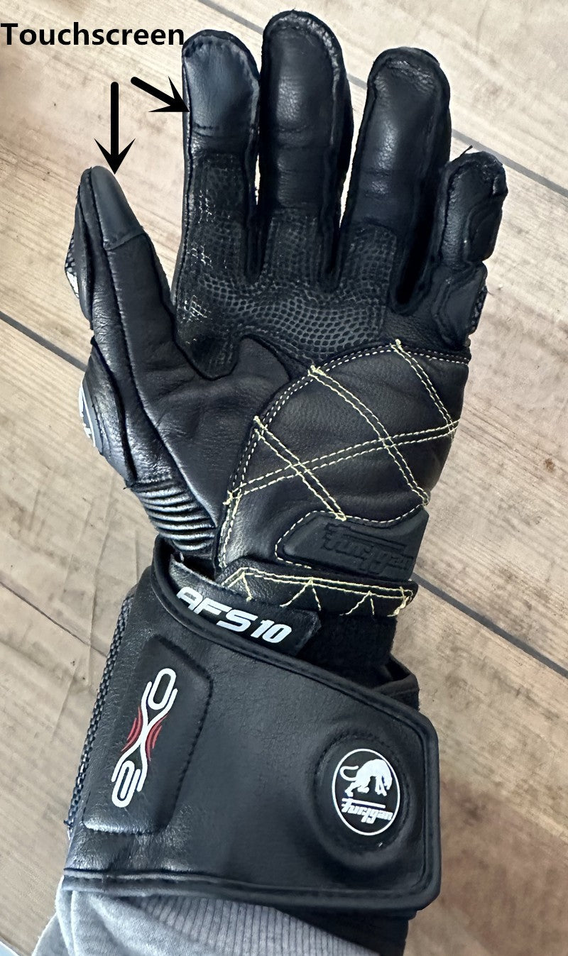 Luvas de Couro Genuíno Masculinas para Motociclistas com Fibra de Carbono, Luvas de Motocross com Proteção de Segurança, Tela Sensível ao Toque, para Dirigir ao Ar Livre, Guantes Moto