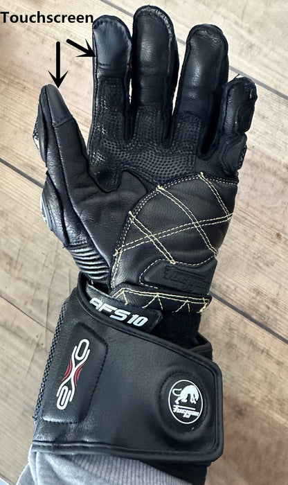 Luvas de Couro Genuíno Masculinas para Motociclistas com Fibra de Carbono, Luvas de Motocross com Proteção de Segurança, Tela Sensível ao Toque, para Dirigir ao Ar Livre, Guantes Moto