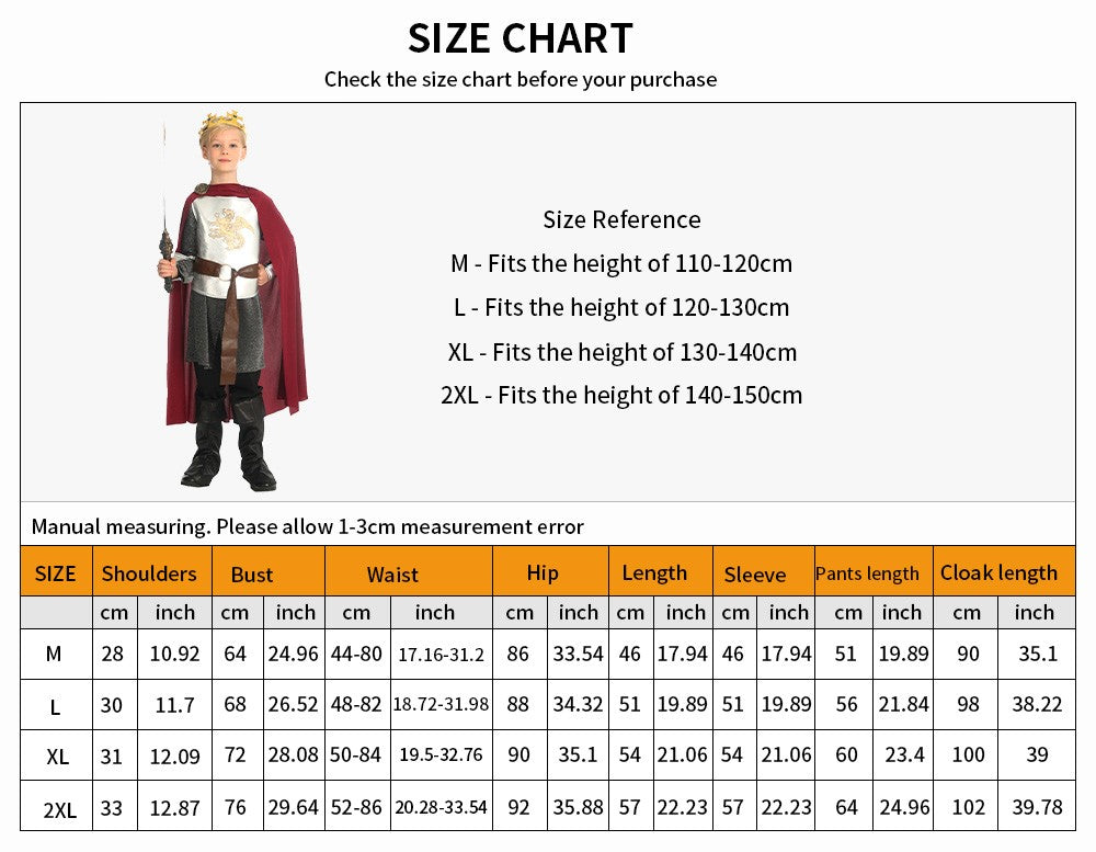 Boy King Prince Role Playing Costume Royal Set Prince Crown Cloak Halloween Birthday Makeup Party Gorgeous Dress Up No scepter