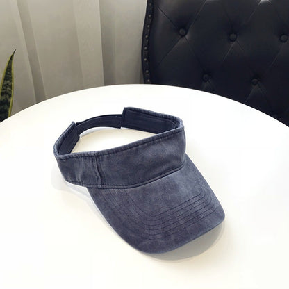 Chapéus de Sol de Verão Algodão Lavado Viseira Topo Aberto Feminino Masculino Esporte Viagem Chapéu de Praia Cor Sólida Protetor Solar Anti Uv Viseira Bonés de Golfe